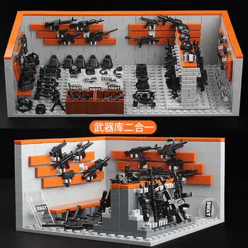 乐高军事拼插积木特种兵moc装备展示库库diy男孩玩具 特警直升机 2款