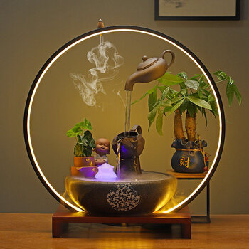 卡汐沐  流水喷泉悬壶加湿器摆件家居客厅办公室门店风水乔迁开业礼品