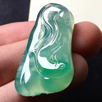 玉佳佳翡翠鱼牌吊坠缅甸a货翡翠送礼生日礼物男女款尺寸38520354mm