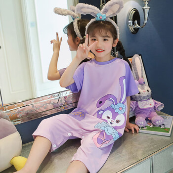 儿童睡衣连体睡衣子装夏季纯棉薄款空调防踢连体衣男孩宝宝短袖 c1503