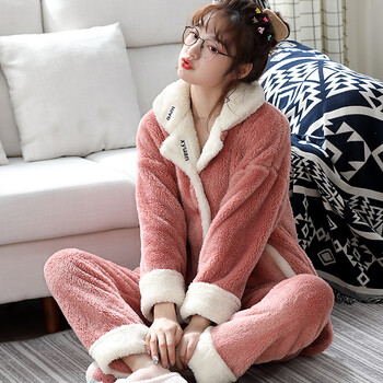 浪莎新款睡衣女冬季珊瑚绒冬款加厚加绒法兰绒冬天女士套装秋冬2022