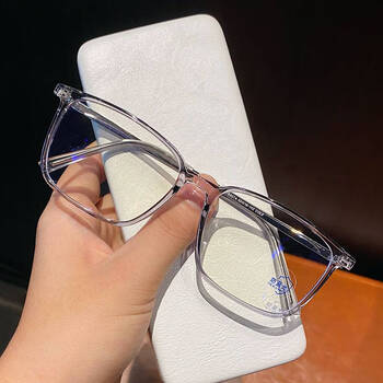 陈道明叶瑾言同款眼镜透明方形全框超轻防蓝光眼镜框男潮 透明灰色框