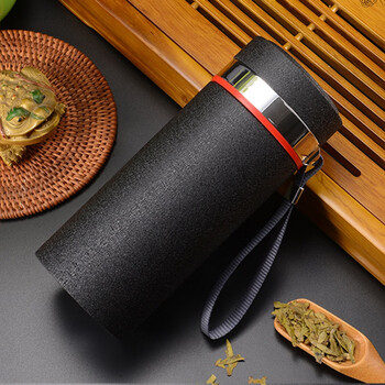 仓梵大容量紫砂保温杯紫砂杯550毫升水杯紫砂内胆茶杯礼品定制石墨黑