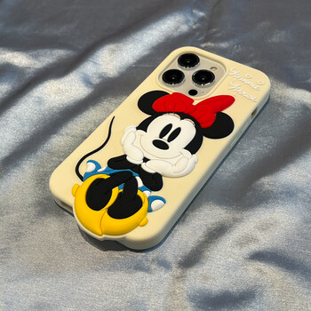 岚亨 苹果14手机壳硅胶女生卡通托腮米妮手环全包防摔iphone13promax