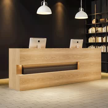 奥盛益美吧台桌商用简约实木店铺公司办公酒店前台接待商用吧台桌收银