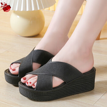 高跟拖鞋女夏室内厚底韩版公主风居家凉拖鞋防滑增高坡跟外穿夏天