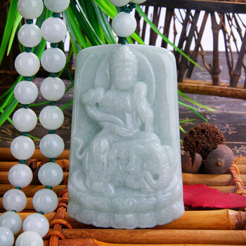 xushi翡翠a货普贤菩萨吊坠 玉石十二生肖龙蛇属相守护神挂件玉佛珠