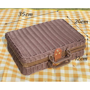 绿野客编织箱高颜值手工仿藤编手提箱复古收纳箱野餐篮储物行李箱拍摄