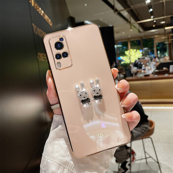 莱卡凡 适用于vivox60手机壳x60曲屏5g可爱闪钻兔子新款x60pro硅胶