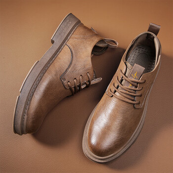 高档轻奢马丁靴男低帮秋冬季透气英伦风男士休闲皮鞋圆头厚底马丁鞋男