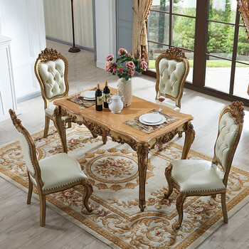 盛世锦木欧式餐桌餐椅欧式饭桌长方形靠背软包椅子餐厅家具精品家具