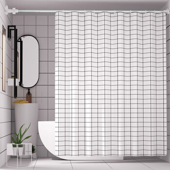 小白丫卫生间浴帘免打孔帘子套装加厚挡水帘浴室保暖遮挡干湿分离挂帘