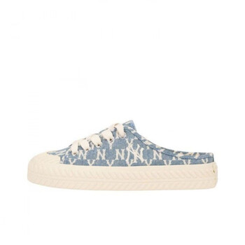 ny韩国洋基队ny帆布鞋饼干鞋男懒人一脚蹬半拖鞋女板鞋 【mlb浅蓝】