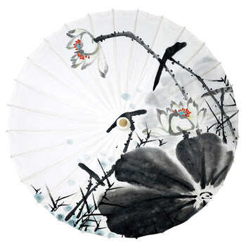 油纸伞 中秋节礼品 古典江南防雨实用雨伞 传统中国风雨伞 水墨莲花