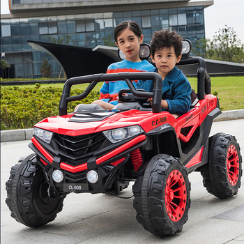 驰鹿儿童电动车可坐大人亲子四轮双人超大号玩具车四驱男女孩越野车红