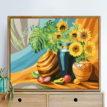 diy手工填色涂鸦油彩画解压填充小清新数码画客厅装饰画 惬意生活11