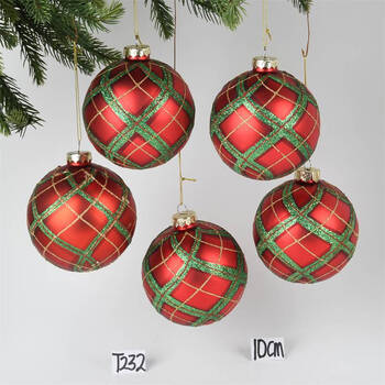 圣诞装饰品玻璃彩绘球吊饰挂件圣诞树场景布置五彩玻璃球节庆挂饰 21