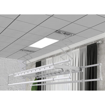 心影嵌入式阳台集成吊顶声控智能电动晾衣架自动升降遥控晒衣 白色