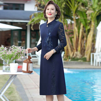 秋冬天穿的长袖直筒裙女士内穿搭直桶打底连衣裙中年女装秋装长袖裙子