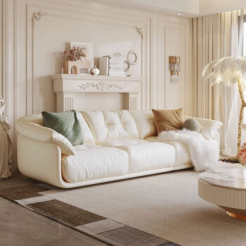 若之何现代简约法式奶油风沙发客厅小户型懒人云朵三人位布艺沙发