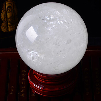 天然白水晶球摆件 玄关进门客厅白水晶球天然白色 直径28厘米左右