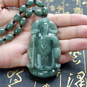 油清种a货翡翠项链 大气关公玉坠 忠义关二哥吊坠 男款玉关公祥 默认1