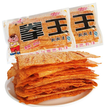怀旧飘飘香麻辣片豆皮湖南特产儿时香辣零食辣条年货 拳王辣片98g*3包