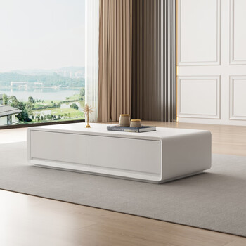 汉慕斯北欧实木白色茶几长方形简约现代大小户型客厅茶桌轻奢电视慕思