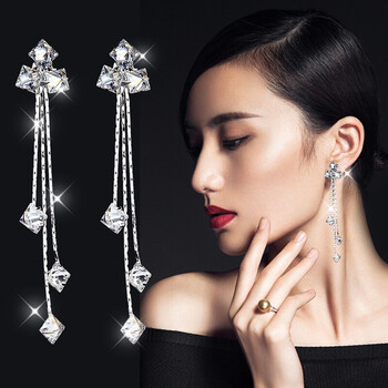 莱琲蝴蝶流苏一款镶钻两戴耳环女925银针冰花耳钉女简约爱心耳饰e05