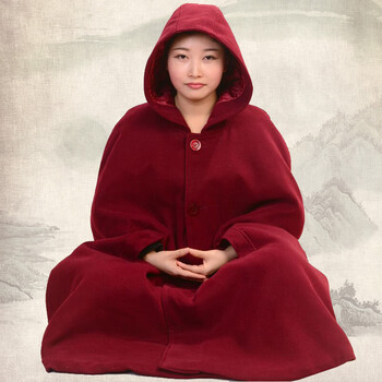 冬季棉保暖加厚居士服禅修打坐专用披风斗篷中长款僧服男女通用防寒服