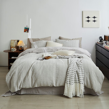 新款全棉复古三层纱麦芽四件套床上用品被单床单被套 复古三层纱麦芽