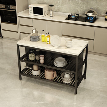 厨房中岛台 工作台 北欧简约现代大理石厨房中岛台料理台操作台铁艺