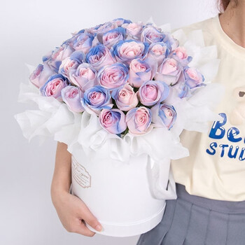 配送玫瑰花鲜花同城速配 秘密花园 33朵伊莎贝拉抱抱桶【图片 价格