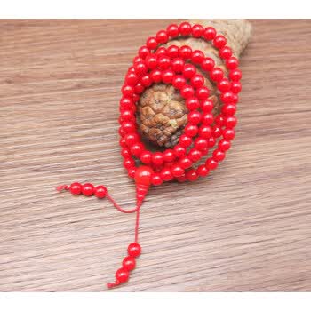 同款 红色怀业念珠 佛珠 108颗红佛珠 手持念珠 6mm红色