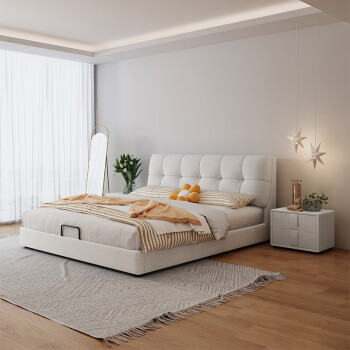 简蕴主卧室家具双人床1.8m*2.0m现代轻奢软体科技布艺床1米5 单床 1.5x1.9米  框架结构