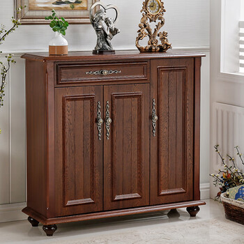 尤亿 美式鞋柜家用门口简约现代门厅柜实木进门玄关柜大容量阳台储物