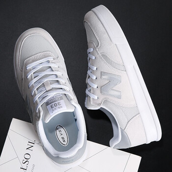 新百伦男鞋 new bolune 男鞋板鞋303满天星夏季透气网面 303米白灰 35