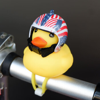 网红涡轮增鸭小黄鸭破风鸭戴头盔的小黄鸭抖音同款喇叭自行车铃铛安全