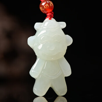 靳钰晨和田玉卡通十二生肖吊坠玉牌男女儿童款玉石项链挂件申猴