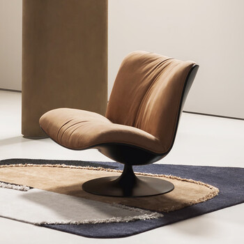 玛丽莲单人沙发椅 意式极简设计师北欧客厅旋转鸭嘴休闲椅 咖色椅子