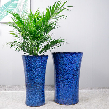 金枝恋陶瓷花盆发财树花盆大花盆绿萝花盆高款陶瓷花盆海之蓝大号