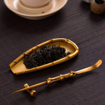自像堂手工纯铜茶则茶荷茶铲茶勺茶道六君子配件紫铜功夫茶具纯铜茶则