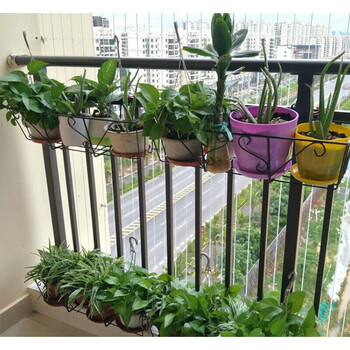 阳台栏杆花架铁艺挂架悬挂式长方形花盆架子绿萝植物壁挂垂吊铁架黑色铁架小 图片价格品牌报价 京东