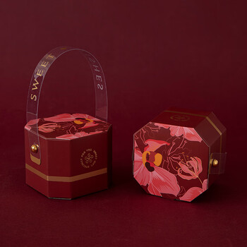 阿尤布结婚喜糖盒创意婚礼回礼喜糖袋装包装盒清新八角盒花瓣红色大各