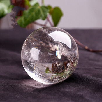 古珍 白色白水晶球能量助运转运原石灵修冥想佛堂旺事业学业打坐送