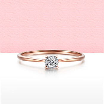 钻戒显钻求婚送女友情人节送女友礼物定制款钻石15分效果经典四爪车花