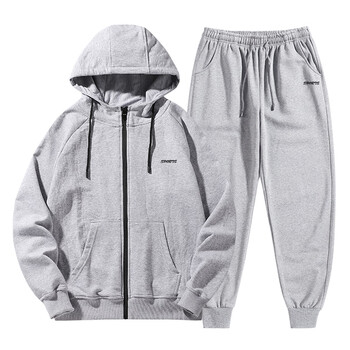 男2022秋季新款男士宽松运动服简约免搭配两件装sgfstz8833f21灰色m
