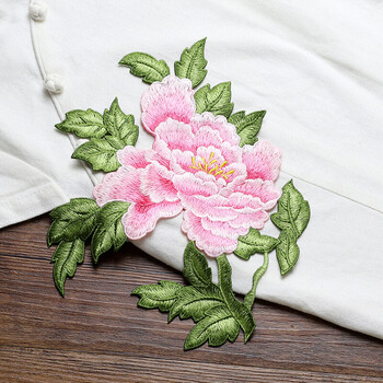 富贵牡丹花组合刺绣布贴 旗袍贴花装饰手工diy修补贴辅料补丁无胶