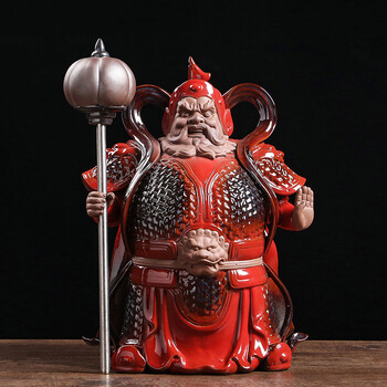 陶瓷哼哈二将门神摆件紫砂人物雕塑神像家居客厅玄关装饰礼品博杉 b款