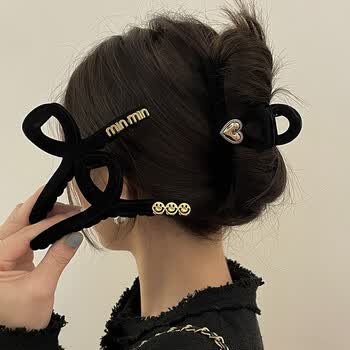 蚊子小蚊子复古植绒抓夹女秋冬后脑勺大号鲨鱼夹子高级感盘发发抓头饰